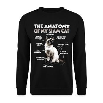 Siamkatzen Geschenk für Katzenliebhaber Katzenmama - Unisex Pullover - Schwarz - Vorne - Alina (178cm) & Michal (187cm)