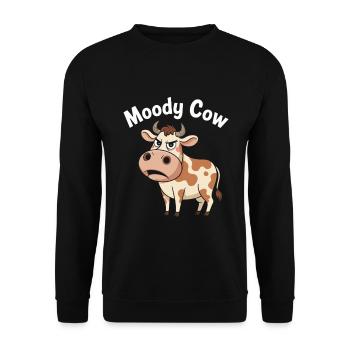Moody Cow – Annoyed, but sweet - Unisex Sweatshirt - black - Front - Alina (178cm) & Michal (187cm)