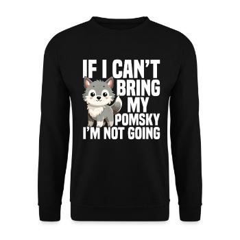 Pomsky Plüschtier-Hundegeschirr für Pomsky - Unisex Pullover - Schwarz - Vorne - Alina (178cm) & Michal (187cm)