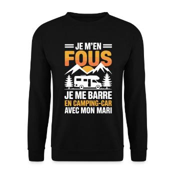 J’men Fous J’me Barre en Camping-Car Humour - Sweat-shirt Unisexe - noir - Devant - Alina (178cm) & Michal (187cm)