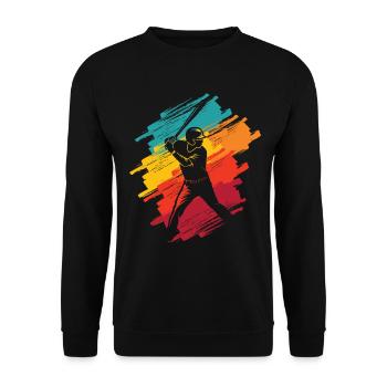 Bunter Baseball Spieler Kinder Männer Baseballer - Unisex Pullover - Schwarz - Vorne - Alina (178cm) & Michal (187cm)