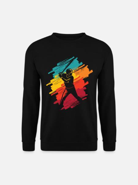 Bunter Baseball Spieler Kinder Männer Baseballer - Unisex Pullover - Schwarz