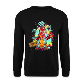 HAUSFRAU WICHTEL Dab Graffiti Lustig Xmas Mama - Unisex Pullover - Schwarz - Vorne - Alina (178cm) & Michal (187cm)