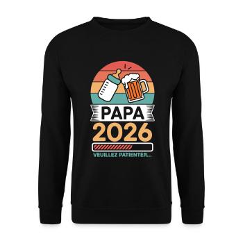 Dad 2026 Please Wait Future Dad Humor - Unisex Sweatshirt - black - Front - Alina (178cm) & Michal (187cm)