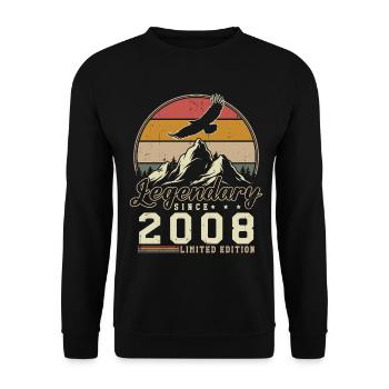 2008 Vintage Jahrgang Geburtstag Retro Geschenk - Unisex Pullover - Schwarz - Vorne - Alina (178cm) & Michal (187cm)
