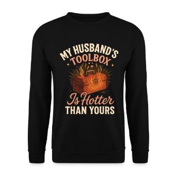 Werkzeugkiste Meines Mannes Ist Heißer - Unisex Pullover - Schwarz - Vorne - Alina (178cm) & Michal (187cm)