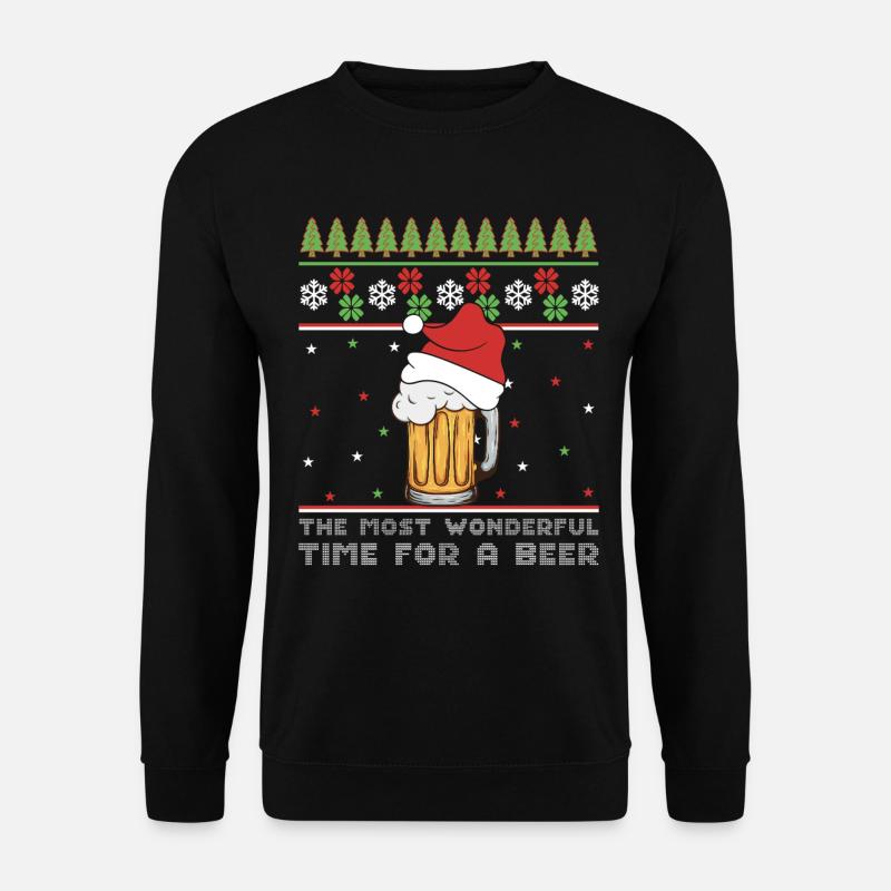 Weihnachtsbier Hässlicher Pullover Weihnachtsalkohol Hässlicher Aperitif - Unisex Pullover - Schwarz