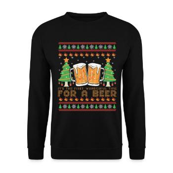 Ugly Sweater Best Time for Beer Christmas - Unisex Sweatshirt - black - Front - Alina (178cm) & Michal (187cm)