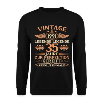 35e anniversaire Année 1991 - Sweat-shirt Unisexe - noir - Devant - Alina (178cm) & Michal (187cm)