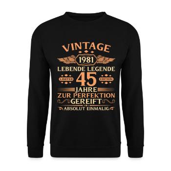 45e anniversaire Année 1981 - Sweat-shirt Unisexe - noir - Devant - Alina (178cm) & Michal (187cm)