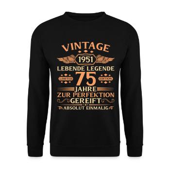 75th Birthday Vintage 1951 Year - Unisex Sweatshirt - black - Front - Alina (178cm) & Michal (187cm)
