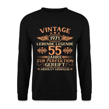 55th Birthday Vintage 1971 Year - Unisex Sweatshirt - black - Front - Alina (178cm) & Michal (187cm)