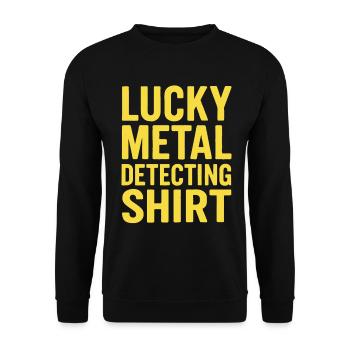 Lucky Metal Detecting Shirt Abenteuer - Unisex Pullover - Schwarz - Vorne - Alina (178cm) & Michal (187cm)