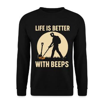 Das Leben ist besser mit Pieptönen, Metall-Detektierenden Schatz. - Unisex Pullover - Schwarz - Vorne - Alina (178cm) & Michal (187cm)