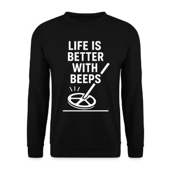 Life Is Better With Beeps Metal Detecting Fun - Unisex Sweatshirt - black - Front - Alina (178cm) & Michal (187cm)