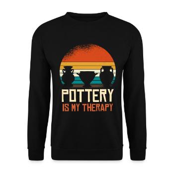 Töpferei ist meine Therapie - Unisex Pullover - Schwarz - Vorne - Alina (178cm) & Michal (187cm)
