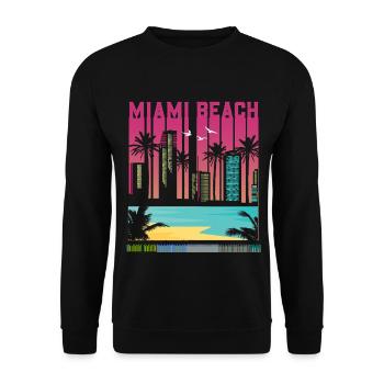 Skyline des Palmiers Sunset de Miami Beach - Sweat-shirt Unisexe - noir - Devant - Alina (178cm) & Michal (187cm)