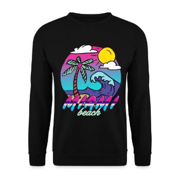 Miami Beach Neon Palmen - Unisex Pullover - Schwarz - Vorne - Alina (178cm) & Michal (187cm)
