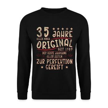 35 Jahre Original Seit 1989 - Unisex Pullover - Schwarz - Vorne - Alina (178cm) & Michal (187cm)