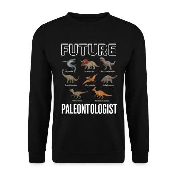 Future Paleontologist Dino Arten Sammler - Unisex Pullover - Schwarz - Vorne - Alina (178cm) & Michal (187cm)