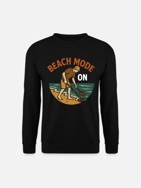 Strandmodus bei der Schatzsuche bei Metallerkennung - Unisex Pullover - Schwarz