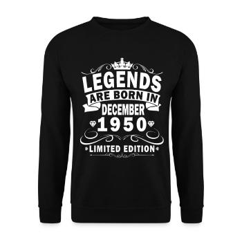 Cadeau pour le 75e anniversaire Voiture ancienne décembre 1950 - Sweat-shirt Unisexe - noir - Devant - Alina (178cm) & Michal (187cm)