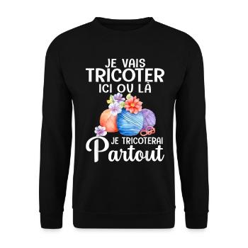 I'm going to knit here or there, I'll knit everywhere - Unisex Sweatshirt - black - Front - Alina (178cm) & Michal (187cm)