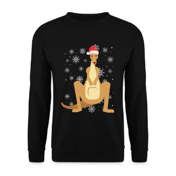 Känguru im Weihnachtszauber - Unisex Pullover - Schwarz - Vorne - Alina (178cm) & Michal (187cm)