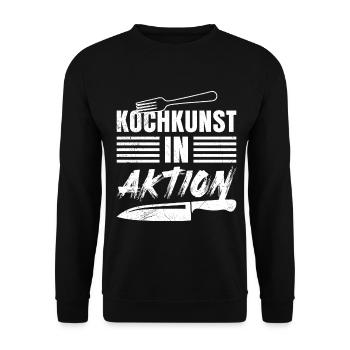 Kitchen expert COOKING ART IN ACTION Fun - Unisex Sweatshirt - black - Front - Alina (178cm) & Michal (187cm)