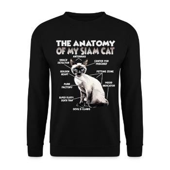 Siamkatzen Geschenk für Katzenliebhaber Katzenmama - Unisex Pullover - Schwarz - Vorne - Alina (178cm) & Michal (187cm)