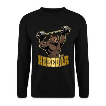 Gewichtheber HEBEBÄR Fitnessstudio Lustig - Unisex Pullover - Schwarz - Vorne - Alina (178cm) & Michal (187cm)