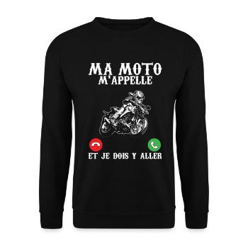 Funny biker my motorcycle is calling me and I have to go - Unisex Sweatshirt - black - Front - Alina (178cm) & Michal (187cm)