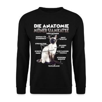 Siamkatzen T | Siamkatze Katzen Siam Katzen - Unisex Pullover - Schwarz - Vorne - Alina (178cm) & Michal (187cm)
