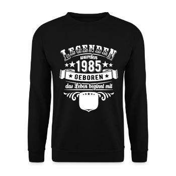 Les légendes sont nées en 1985 | Entrée de l’âge - Sweat-shirt Unisexe - noir - Devant - Alina (178cm) & Michal (187cm)