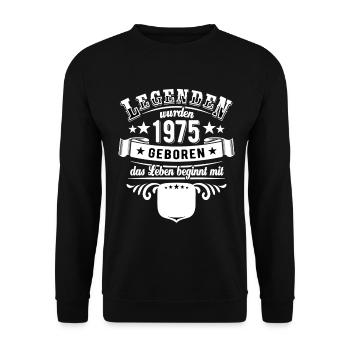 Des légendes sont nées en 1975 | Entrée de l’âge - Sweat-shirt Unisexe - noir - Devant - Alina (178cm) & Michal (187cm)