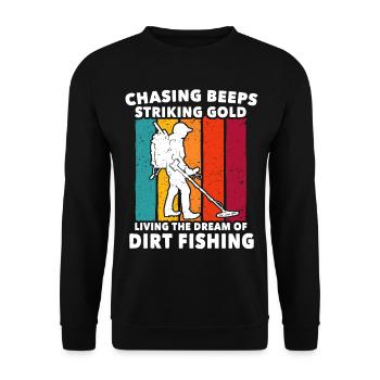 Dirt Fishing Sondeln - Unisex Pullover - Schwarz - Vorne - Alina (178cm) & Michal (187cm)