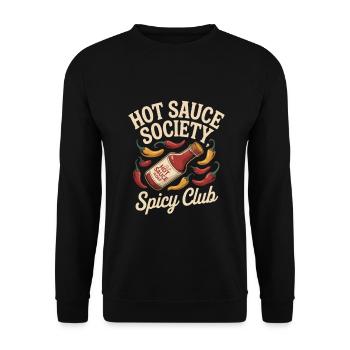 Société de la Sauce Piquante – Club Épicé - Sweat-shirt Unisexe - noir - Devant - Alina (178cm) & Michal (187cm)