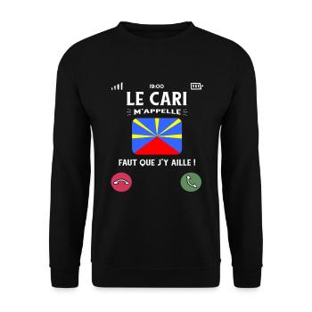 Le Cari M’Appelle Humour Réunionnais - Sweat-shirt Unisexe - noir - Devant - Alina (178cm) & Michal (187cm)