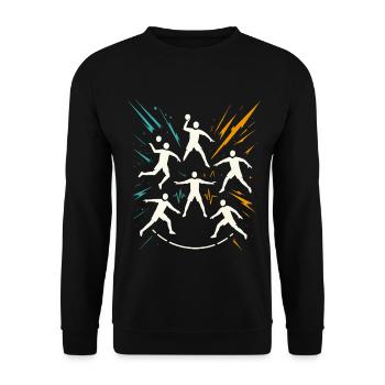 Handball Team Taktik, Kreisläufer Abwehr, Coach - Unisex Pullover - Schwarz - Vorne - Alina (178cm) & Michal (187cm)