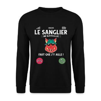 Le Sanglier M’Appelle Humour Chasse - Sweat-shirt Unisexe - noir - Devant - Alina (178cm) & Michal (187cm)