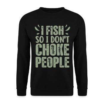 Lustiger Fischer sagt Angel-Geschenk - Unisex Pullover - Schwarz - Vorne - Alina (178cm) & Michal (187cm)
