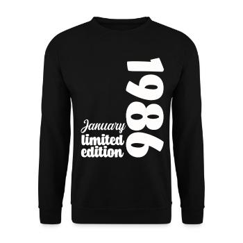 Geburtstag Januar 1986 Limited Edition Geschenk - Unisex Pullover - Schwarz - Vorne - Alina (178cm) & Michal (187cm)