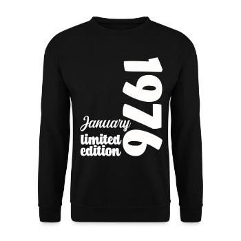 Anniversaire Janvier 1976 Limited Edition Cadeau - Sweat-shirt Unisexe - noir - Devant - Alina (178cm) & Michal (187cm)