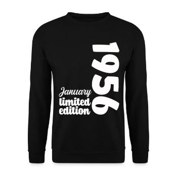 Anniversaire Janvier 1956 Limited Edition Cadeau - Sweat-shirt Unisexe - noir - Devant - Alina (178cm) & Michal (187cm)