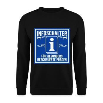 Infoschalter Shirt lustig Arbeit - Unisex Pullover - Schwarz - Vorne - Alina (178cm) & Michal (187cm)
