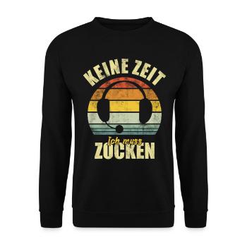 Gaming Gaming Gamer Zocker Retro Funny Saying - Unisex Sweatshirt - black - Front - Alina (178cm) & Michal (187cm)