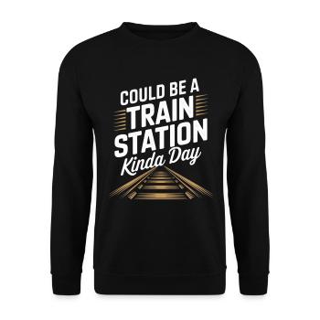 Könnte ein Bahnhofs Tag sein - Unisex Pullover - Schwarz - Vorne - Alina (178cm) & Michal (187cm)