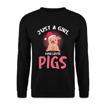 Juste une fille qui aime les cochons – Cochon de Noël - Sweat-shirt Unisexe - noir - Devant - Alina (178cm) & Michal (187cm)