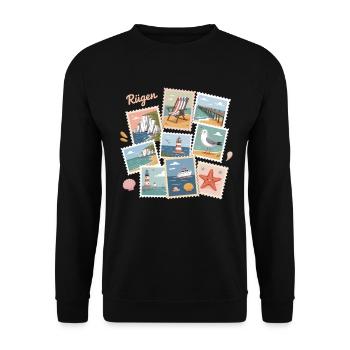 Rügen Coasts Postcard Design Baltic Sea - Unisex Sweatshirt - black - Front - Alina (178cm) & Michal (187cm)