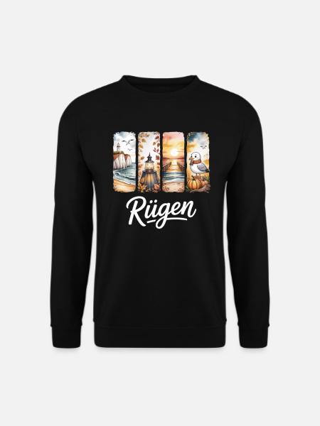 Rügen Ostsee Design Leuchtturm Möwe - Unisex Pullover - Schwarz